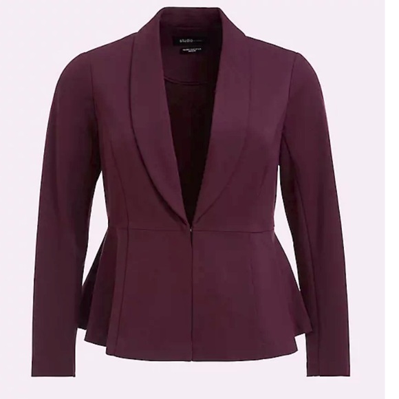 torrid Jackets & Blazers - BURGUNDY PURPLE UPTOWN PREMIUM STRETCH BLAZER